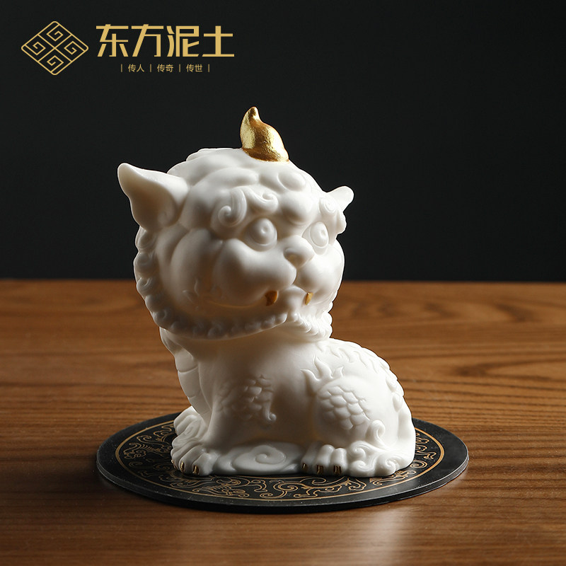 东方泥土 谛听 中式创意陶瓷小巧可爱办公室茶桌汽车车载桌面摆件,家居饰品,装饰摆件,淘宝优惠券,粉丝福利购,淘宝优惠卷