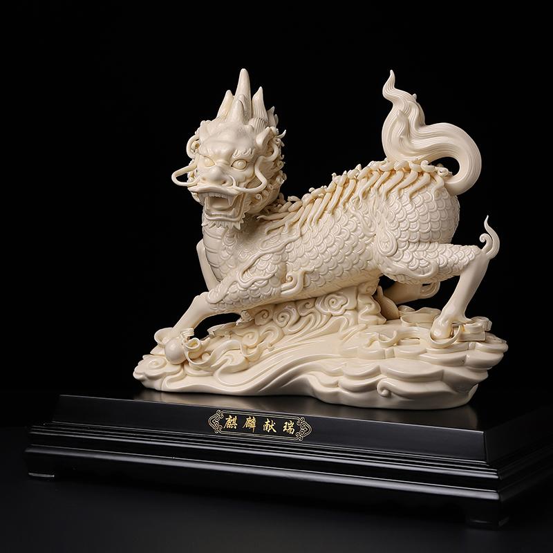 东方泥土省级大师徐才提陶瓷摆件《麒麟献瑞》客厅装饰艺术收藏品