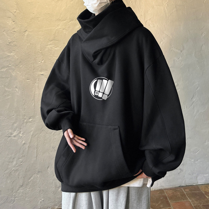 春季青少年男生高领连帽卫衣男帅气初中高中生戴帽子上衣服春秋款