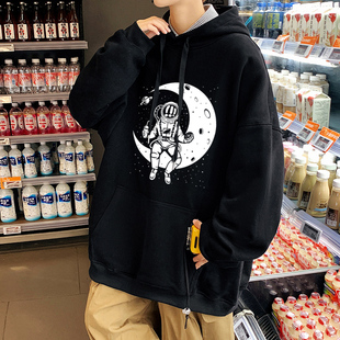 青少年男连帽卫衣外套潮牌港风春秋季初中高中学生上衣服薄款大码