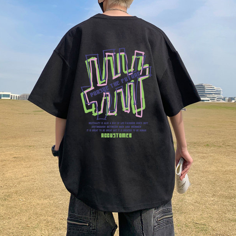 夏季青少年高中生纯棉短袖T恤ins潮牌男打底体恤2025新款夏装宽松