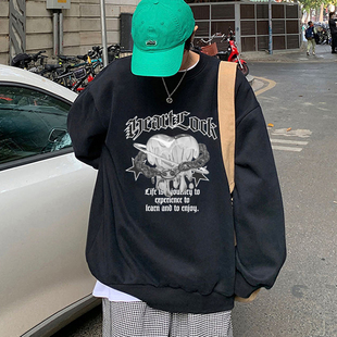 冬季青少年男生加绒加厚卫衣不带帽男高中初中学生无帽内搭秋冬款