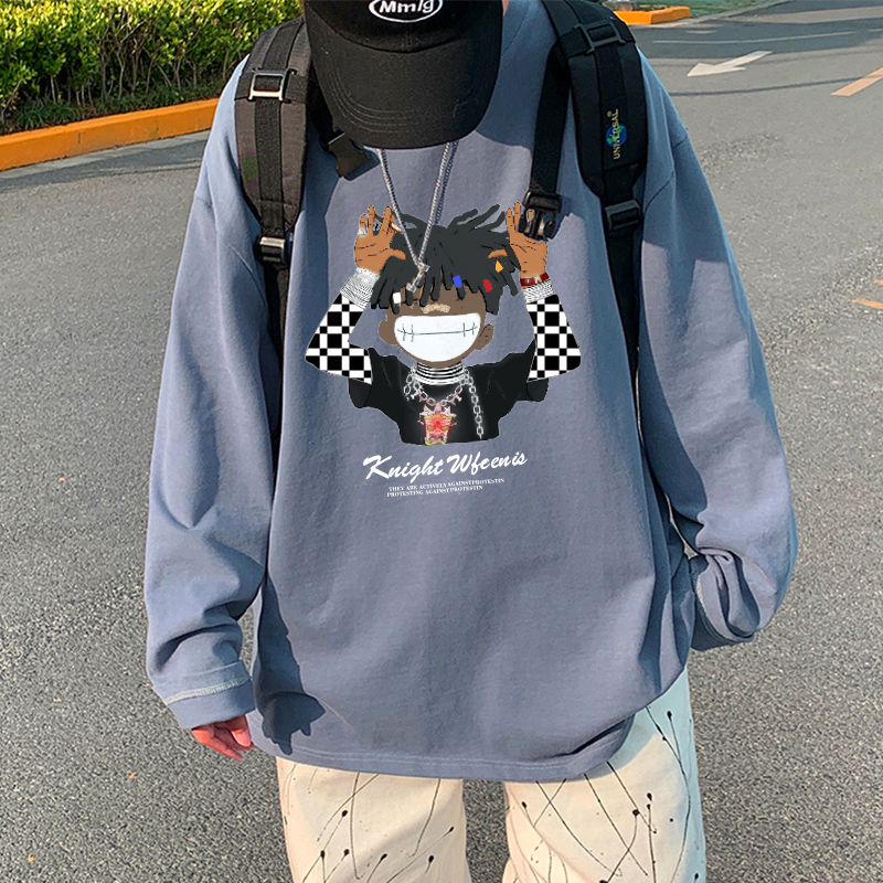 春夏季青少年男生长袖t恤男潮牌潮流男孩初中高中学生t桖纯棉薄款