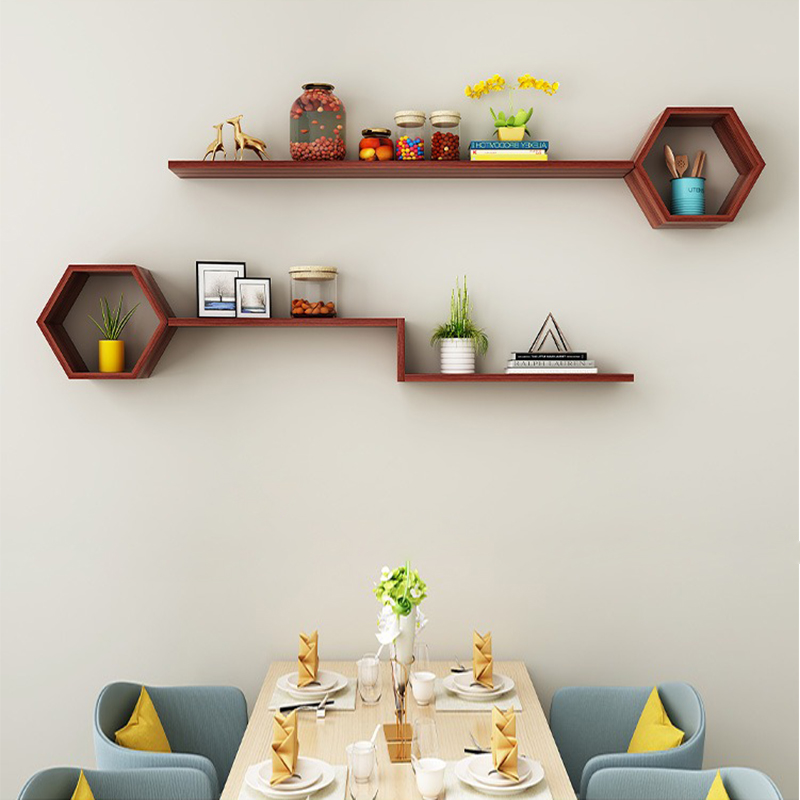 免打孔墙上置物架书架蜂窝客厅墙壁架装饰架卧室创意电视背景墙面