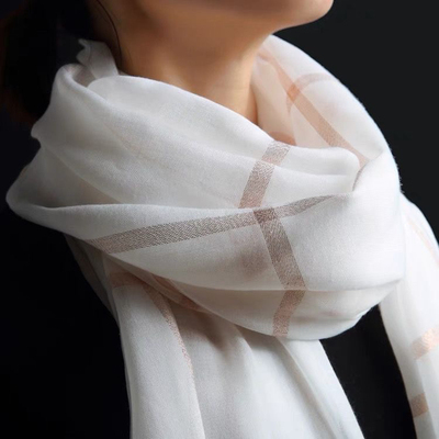 金丝格子女少女感围巾丝巾