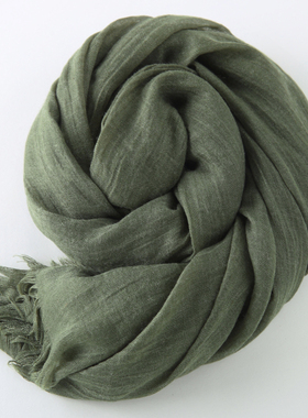 特惠纯色百搭春夏秋冬款棉麻围巾大尺寸棉质披肩长款褶皱韩版丝巾