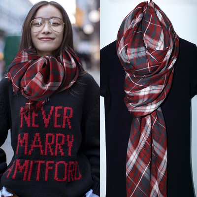 复古苏格兰小调经典学院英伦纱巾