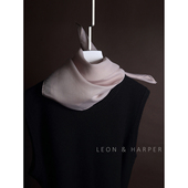 烟雾般美妙小众高品质光泽天丝苎麻米灰色小方巾丝巾领巾头巾女