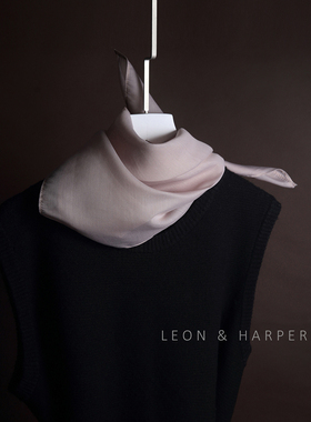 烟雾般美妙小众高品质光泽天丝苎麻米灰色小方巾丝巾领巾头巾女