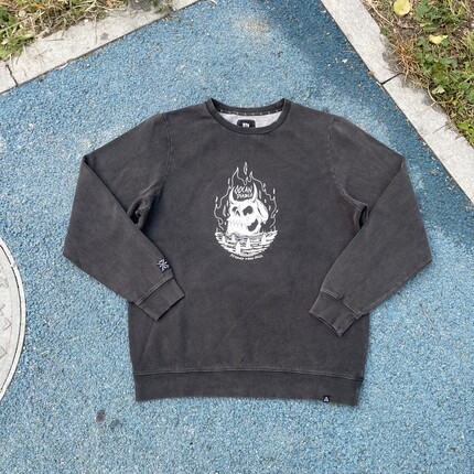 原D新款美式街头潮牌STKD棉涤水洗加绒厚实复古宽松滑板冲浪卫衣