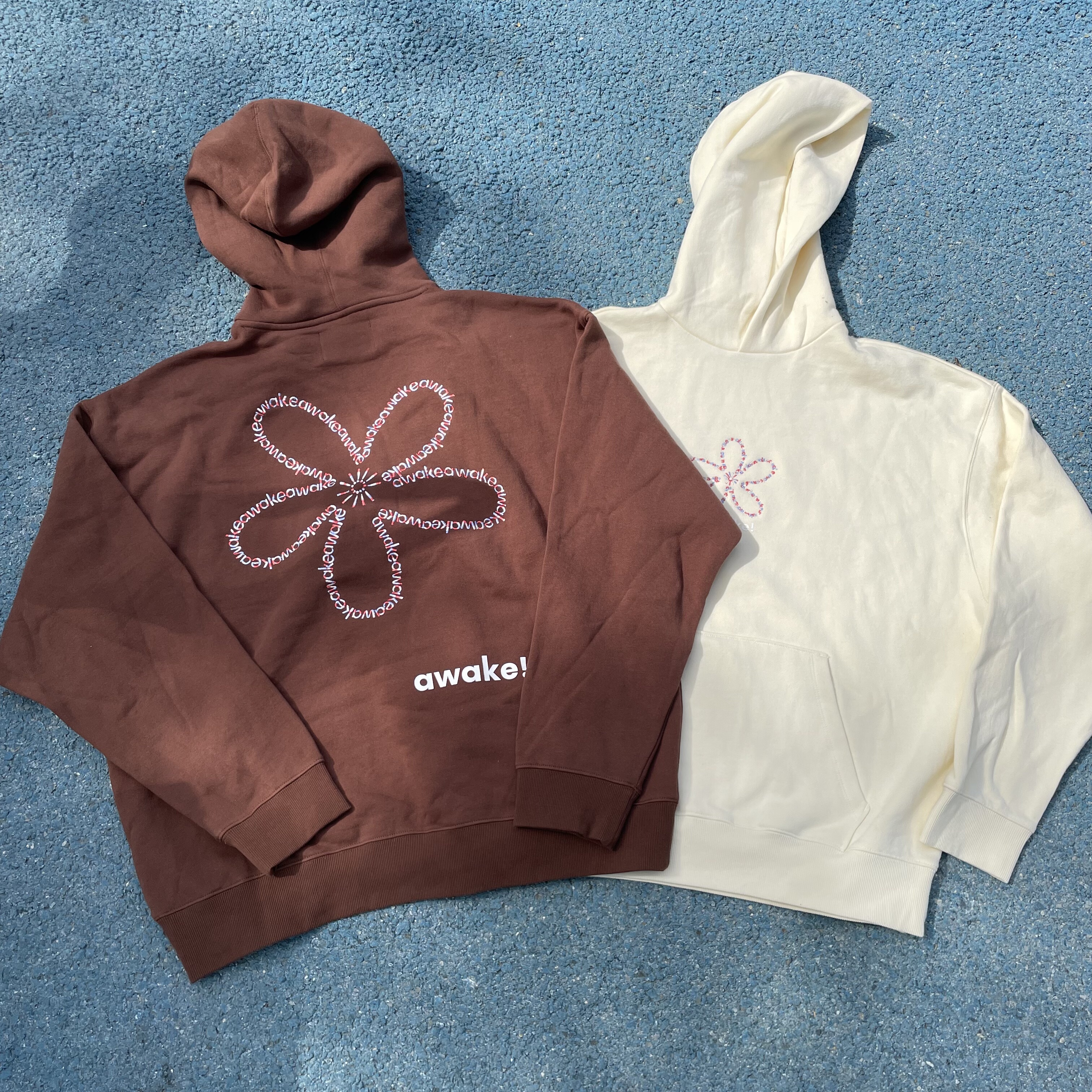 原D男新款美式街头潮牌AWKNY纯棉水洗复古刺绣宽松滑板连帽卫衣