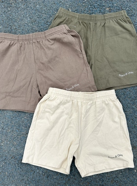 原D新款美式复古街头滑板潮牌MOPQ纯棉印花宽松三分短裤居家户外