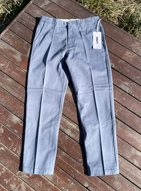 瑕疵印记原D美式街头潮牌OB纯棉水洗直筒九分滑板休闲裤灰蓝色32