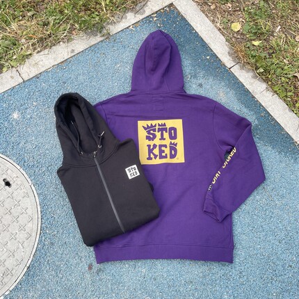 原D新款美式街头潮牌STKD棉涤水洗加绒厚实宽松滑板冲浪拉链帽衫