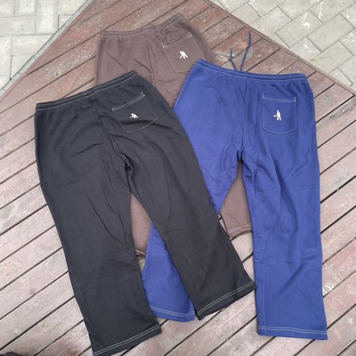 原D男新款澳洲滑板街头潮牌PSPT水洗棉加绒松紧腰宽松滑板裤卫裤