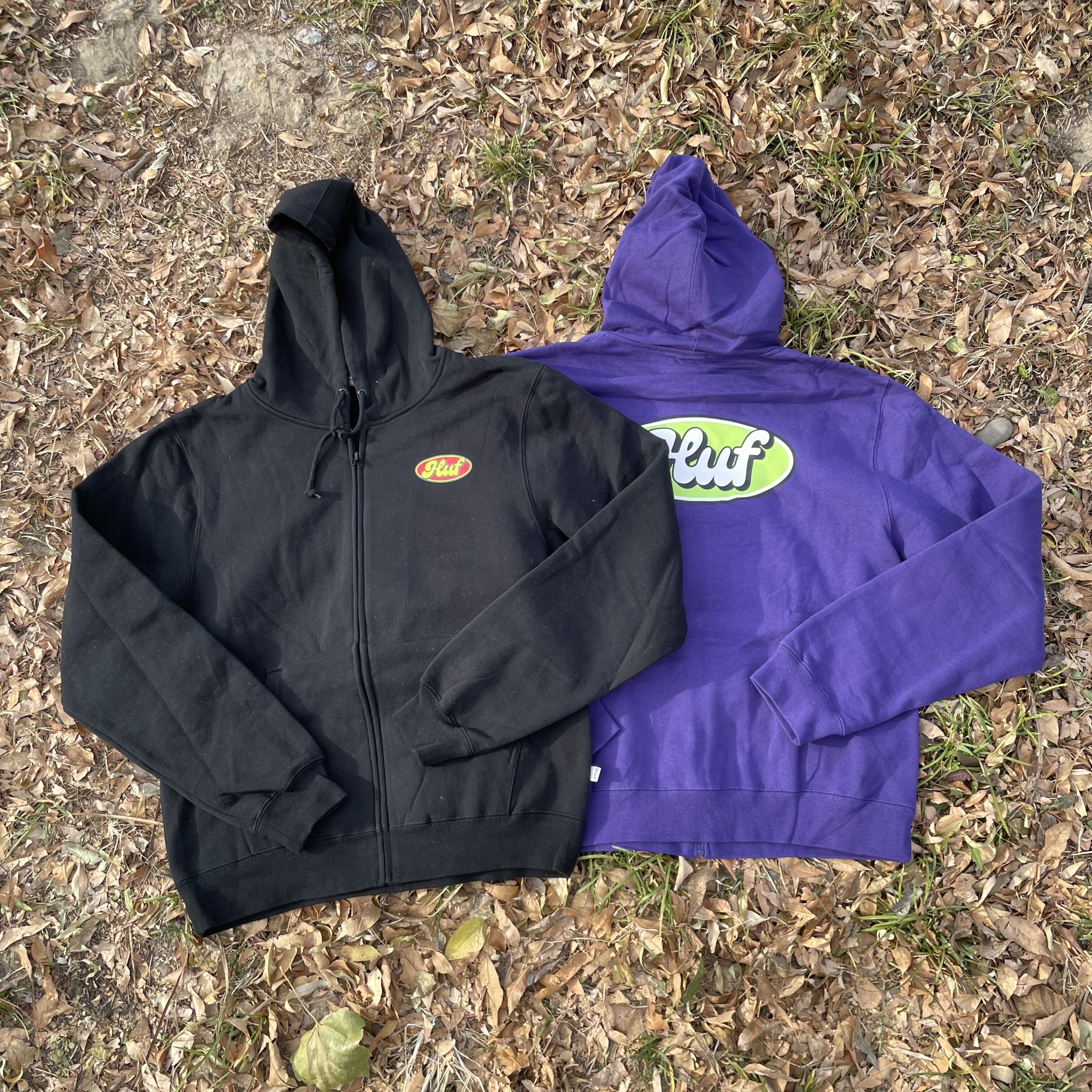 原D新款美式街头潮牌HF复合棉水洗加绒复古宽松滑板卫衣连帽拉链