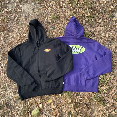 原D新款美式街头潮牌HF复合棉水洗加绒复古宽松滑板卫衣连帽拉链