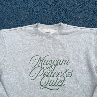 原男新款美式街头潮牌MOPQ纯棉水洗加绒复古刺绣宽松滑板圆领卫衣