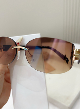新款时尚辣妹金属方形无框太阳眼镜切边防紫外线墨镜欧美素颜眼镜