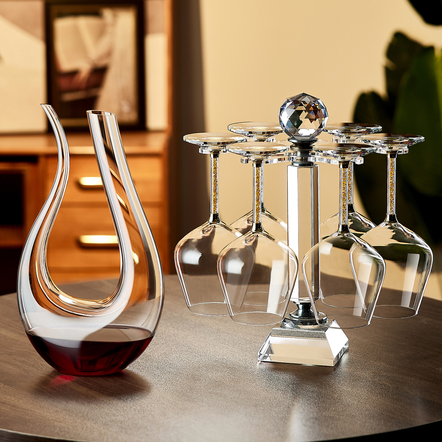 高级感奢华勃艮第红酒杯套装家用水晶玻璃葡萄酒杯醒酒器高脚杯子,餐饮具,异形/个性酒杯,淘宝优惠券,粉丝福利购,淘宝优惠卷
