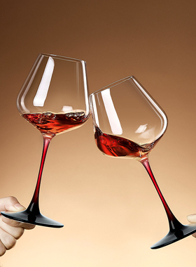 青苹果勃艮第红酒杯大肚家用轻奢无铅水晶玻璃葡萄酒红杆高脚杯子