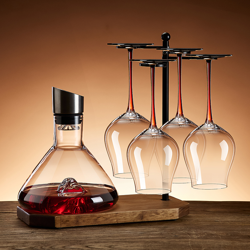 青苹果郁金香轻奢高档红酒杯套装醒酒器水晶高脚葡萄酒杯家用杯子