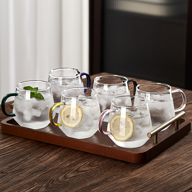 轻奢高级感玻璃杯家用客厅耐热水杯泡茶杯牛奶杯喝水杯子待客套装