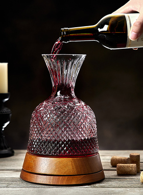 奢华高档红酒旋转醒酒器快速家用酒具套装玻璃葡萄酒不倒翁分酒壶