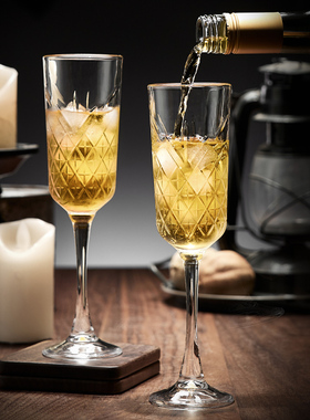 香槟杯高颜值高脚杯鸡尾酒白葡萄酒杯家用水晶杯子一对起泡酒杯子