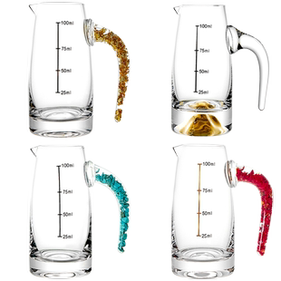 水晶金箔白酒分酒器玻璃二两家用中式饭店用白酒杯高档酒壶100ml