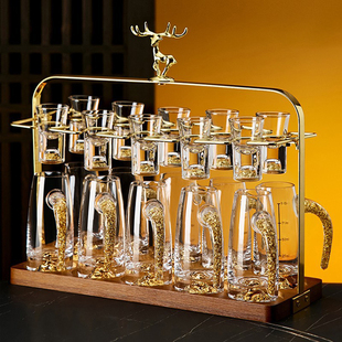 高档轻奢白酒杯套装 家用酒盅一口杯小酒杯子高级感二两分酒器酒具