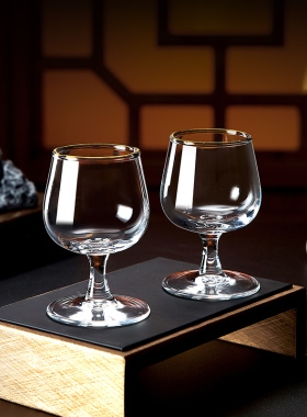 青苹果高脚白酒杯套装仙桃杯2两杯家用玻璃小号白兰地杯红酒杯6只