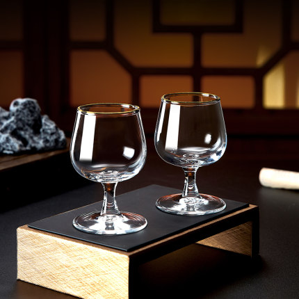 青苹果高脚白酒杯套装仙桃杯2两杯家用玻璃小号白兰地杯红酒杯6只