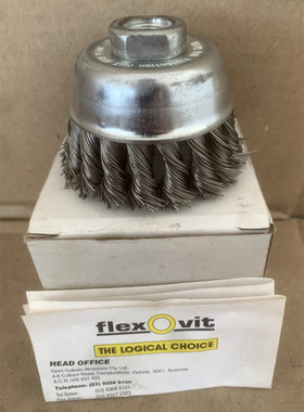 Flexovit SS Twist Knot Wire Cup Brush P/N 3640 12500 Rpm 80