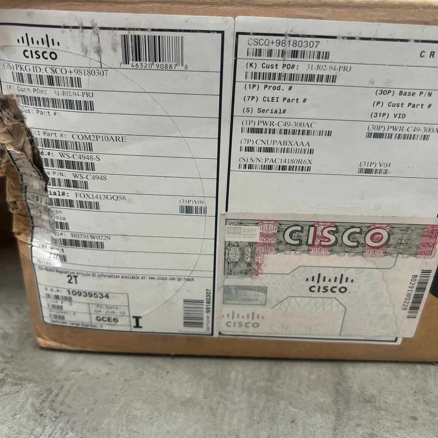 全新原包思科WSC4948S交换机48口千兆4口万兆已