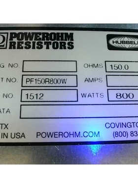 HUBBELL Powerohm Resistencia PF150R800W Dinamica Frenado Mó