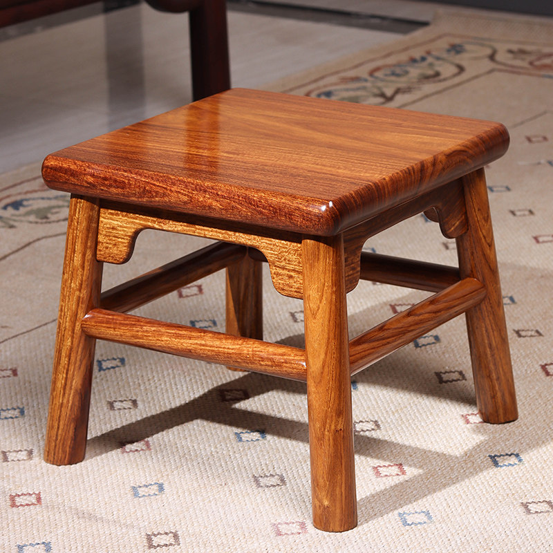 国红木王世襄款无束腰小方凳矮凳东非黑黄檀家具缅甸花梨生漆