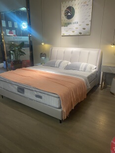 意式极简轻奢皮床主卧现代简约北欧小户型实木储物皮艺软床免洗床