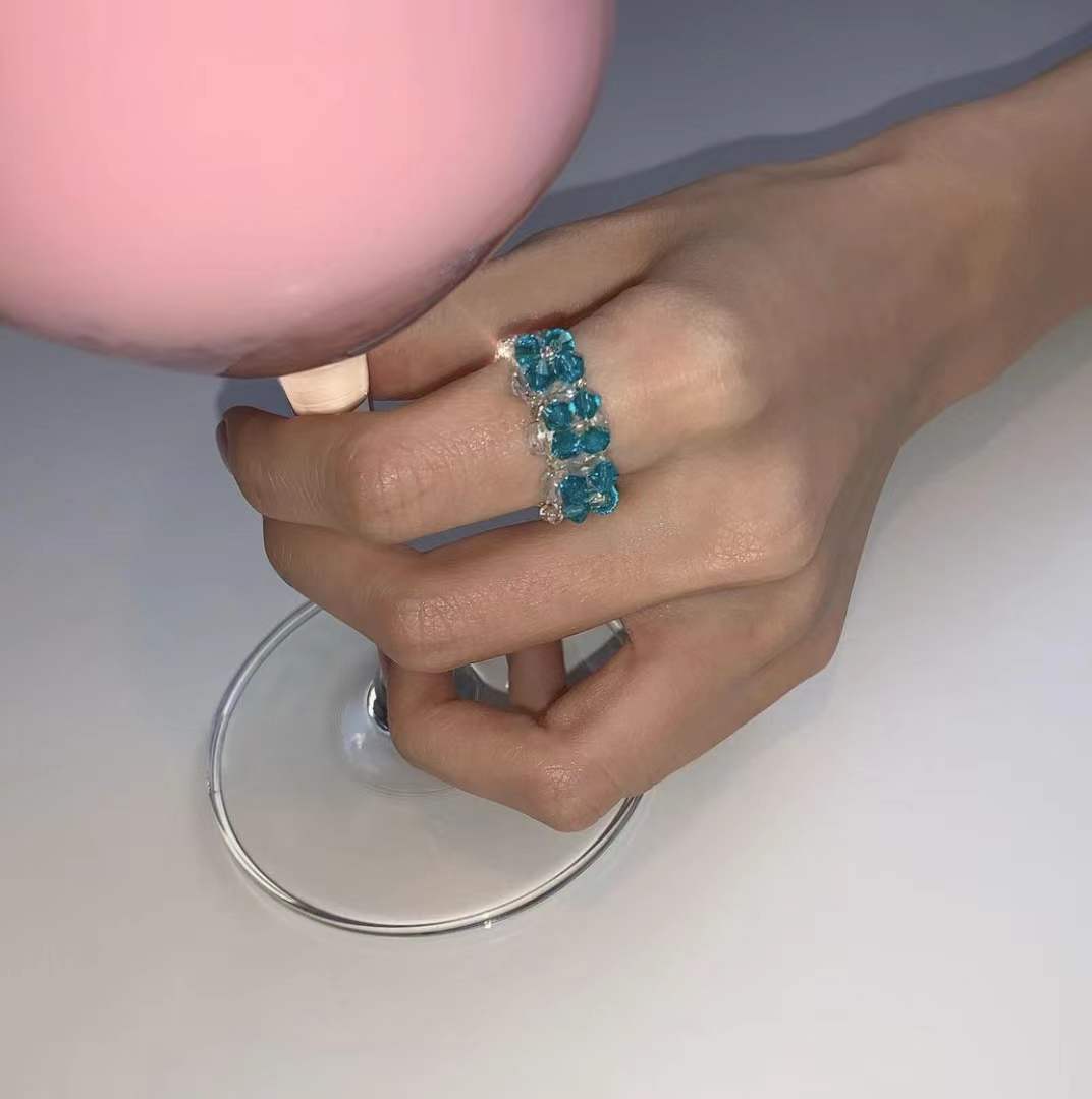 买2送1自制水晶编织戒指同款