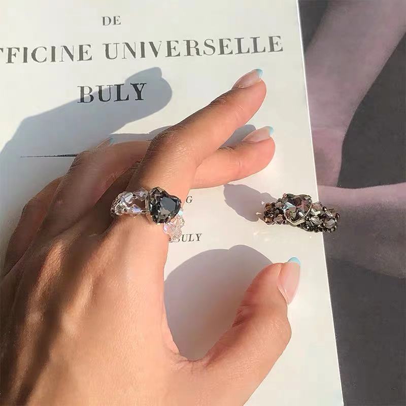 手工金属质感串珠爱心戒指买2送1