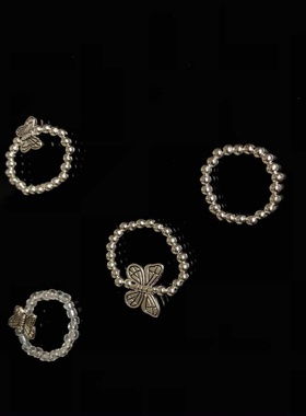 ins串珠戒指小众复古编织