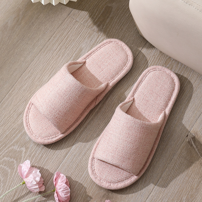 thumbnail for Summer home linen cotton slippers for men and women couple home floor mop non-slip indoor plus size men
