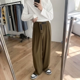 Черные трендовые штаны, повседневные брюки, в корейском стиле, свободный прямой крой, оверсайз