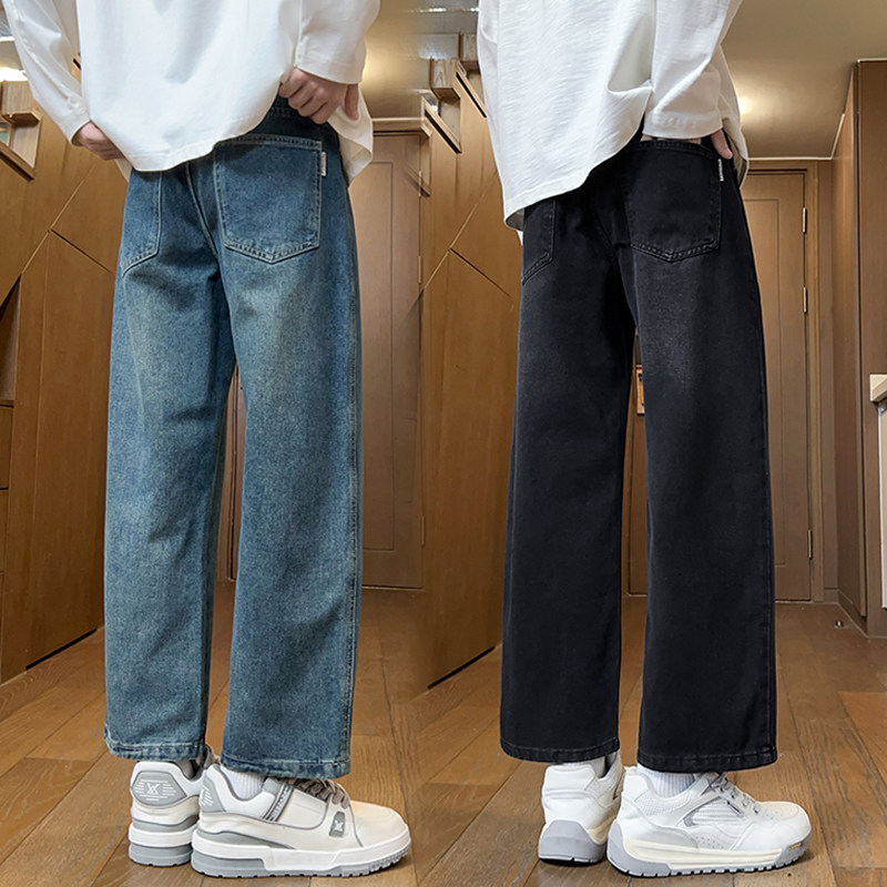 阔腿牛仔裤男生裤子秋冬加厚
