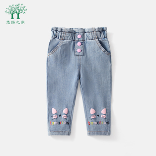 女童裤子春秋小童2121新款秋装儿童公主韩版牛仔裤三岁3宝宝裤子