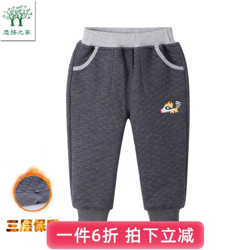 男宝宝加绒加厚一两三四冬装棉裤