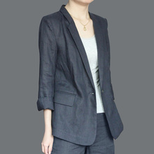 女时尚 薄款 气质韩版 外套2022春秋夏季 休闲棉麻小西装 亚麻西服套装