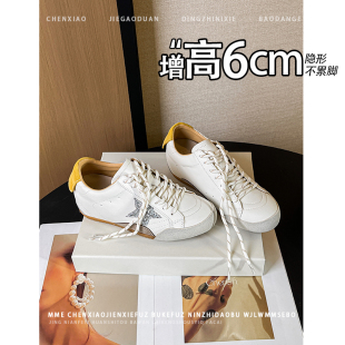 系带圆头深口休闲女鞋 不累脚 时尚 2026新款 隐形内增高6CM德训鞋