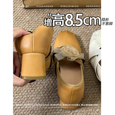不累脚！内增高8.5CM法式复古玛丽珍鞋2025新款粗跟小个子单鞋女