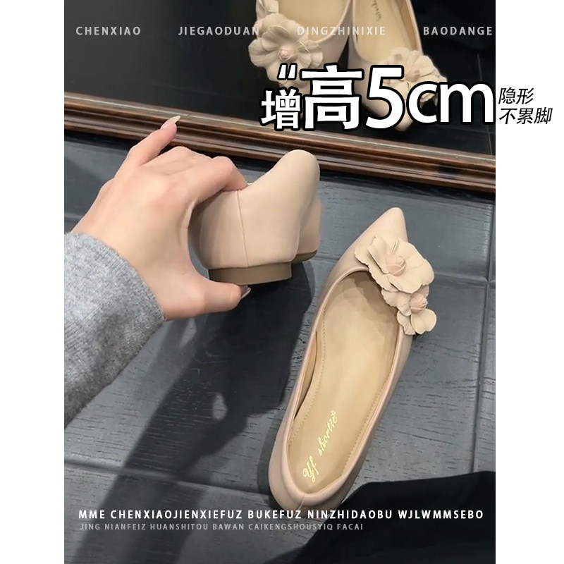 不磨脚！隐形内增高5CM小个子尖头玛丽珍鞋2026春新款浅口单鞋女,女鞋,浅口单鞋,淘宝优惠券,粉丝福利购,淘宝优惠卷